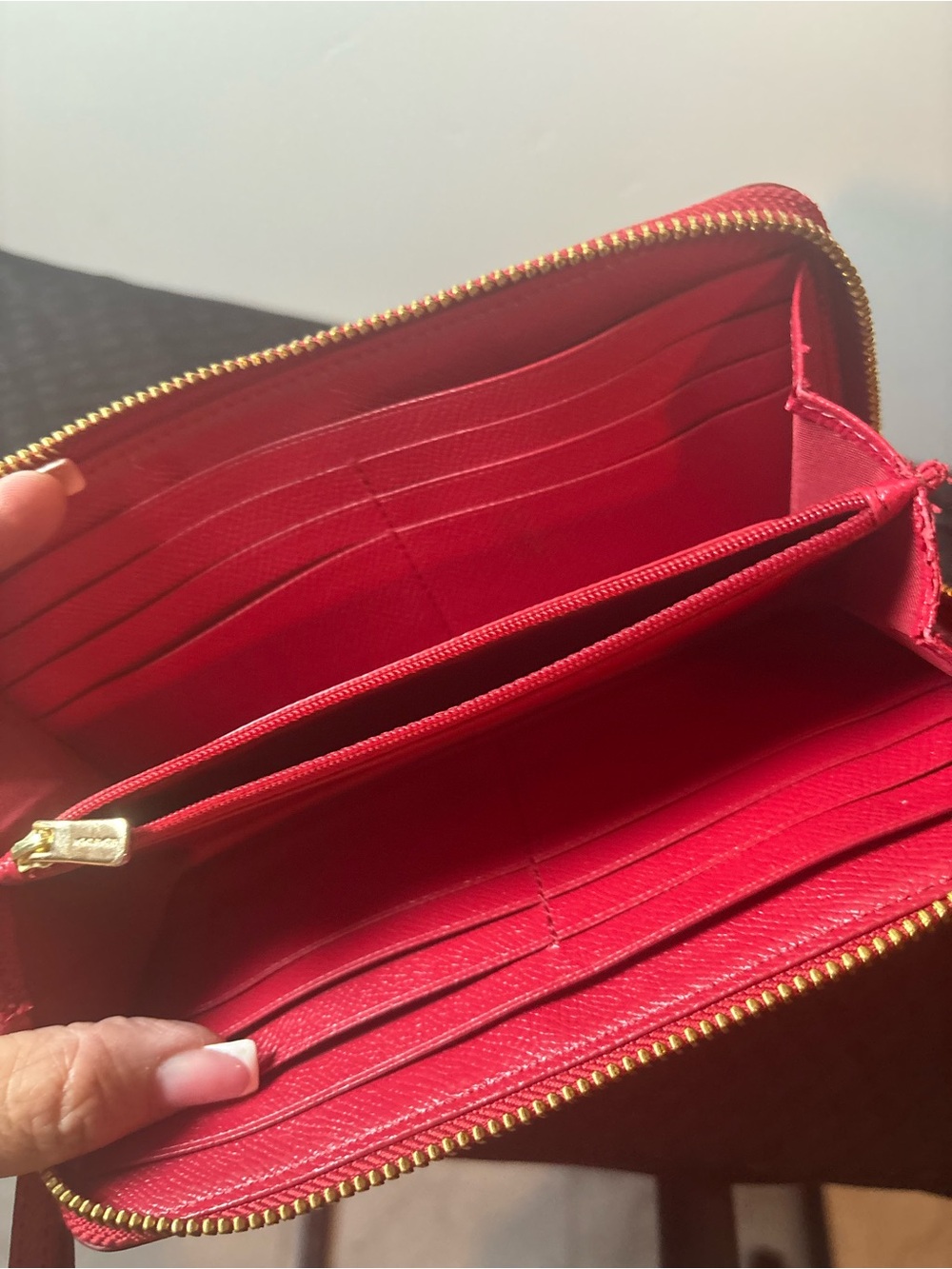 Coach Red Leather Wristlet with Gold Logo - Picture 3 of 4